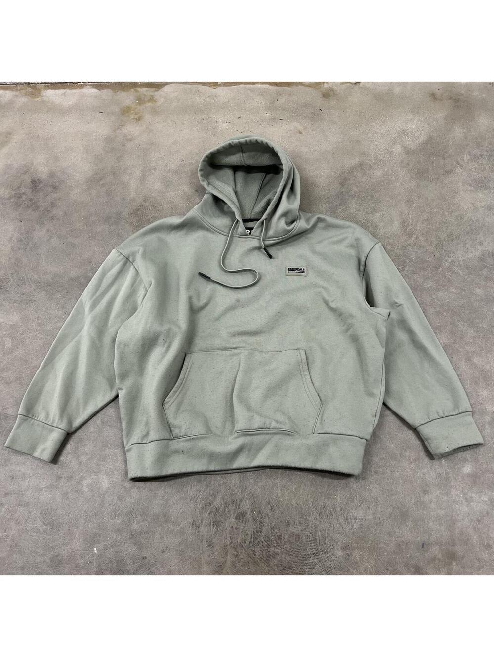 Men's Grey and Green Hoody